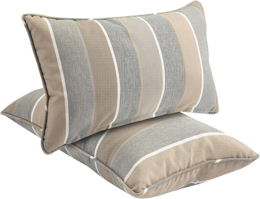 Waterproof Outdoor Lumbar Pillow Covers Set of 2,Home Decor for Garden Patio Furniture,Couch,Sofa 12"X20" Inch Decorative Pillows Cover Only,No Insert(Gray Stripe)