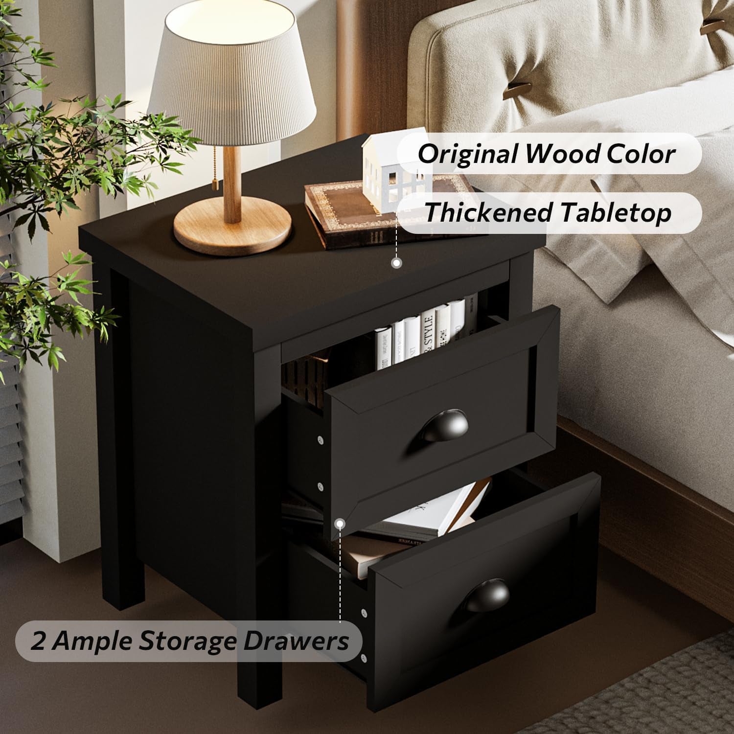 4-Piece Farmhouse Bedroom Dresser Set, 7 Drawer Double Dresser & 5 Drawer Tall Dressers & 2 Nightstands with 2 Drawers