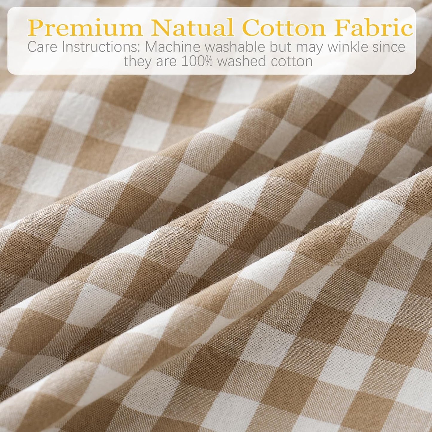 2 Pack Taupe/Brown Plaid Ruffle Throw Pillow Covers Farmhouse Checkered Chic Washed Cotton Pillowcases Gingham Pillow Shams for Bed, Sofa, Living Room-20"X20" Brown