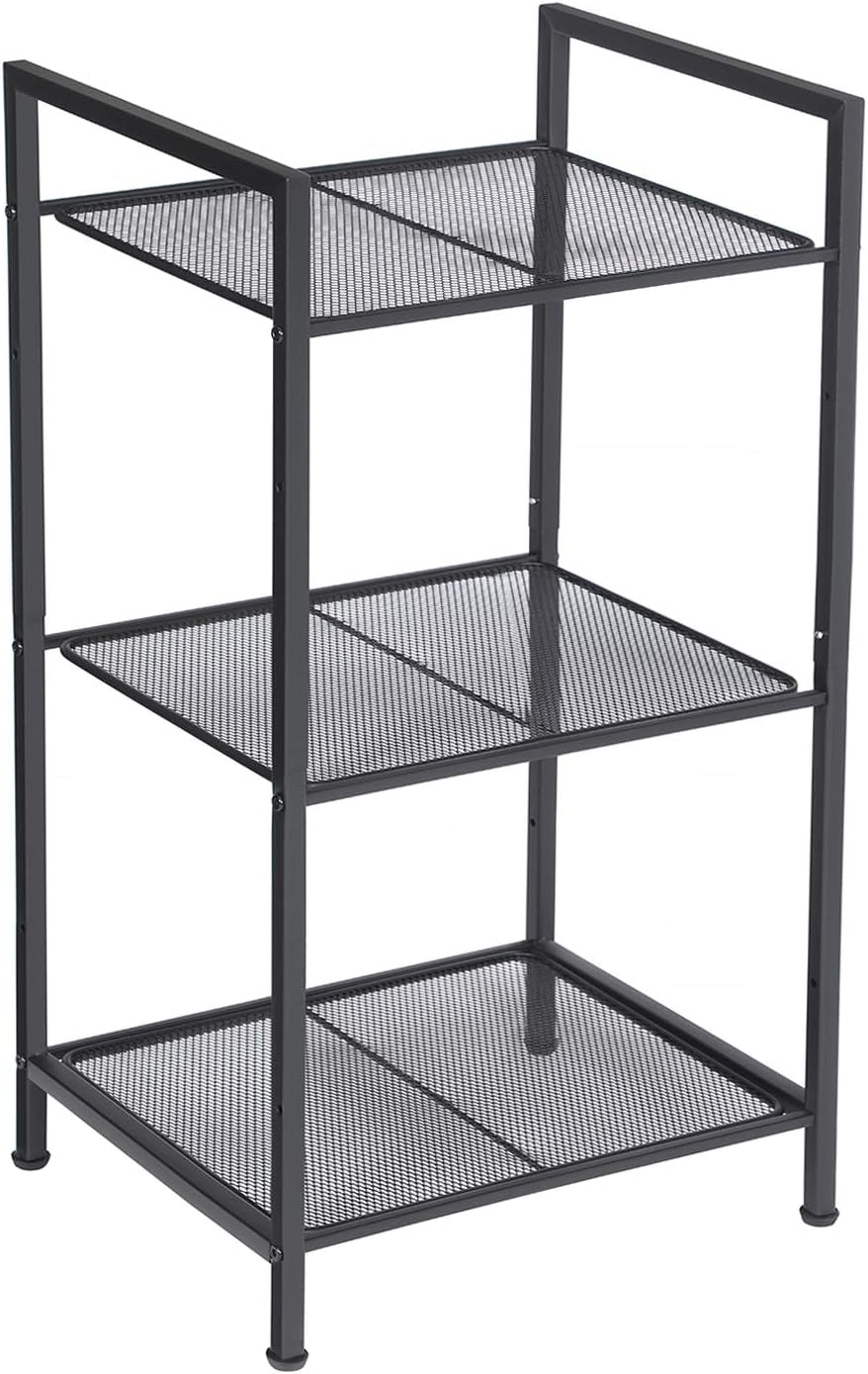 3-Tier Storage Rack, Bathroom Shelf, Extendable Plant Stand with Adjustable Shelf, for Bathroom, Living Room, Balcony, Kitchen, Black UBSC33BK