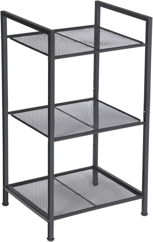 3-Tier Storage Rack, Bathroom Shelf, Extendable Plant Stand with Adjustable Shelf, for Bathroom, Living Room, Balcony, Kitchen, Black UBSC33BK