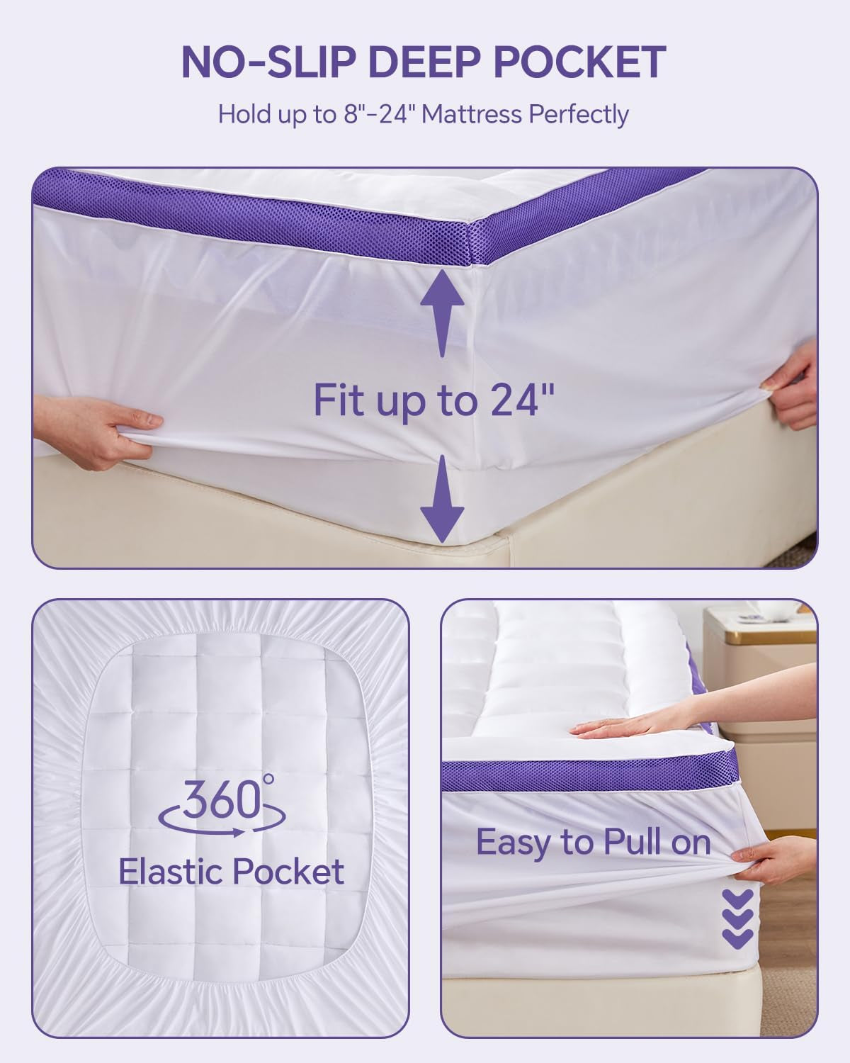 Dual Layer 4 Inch Memory Foam Mattress Topper Queen - 2 Inch Gel Memory Foam and 2 Inch Pillow Top Mattress Pad, 7-Zone Egg Crate Mattress Topper