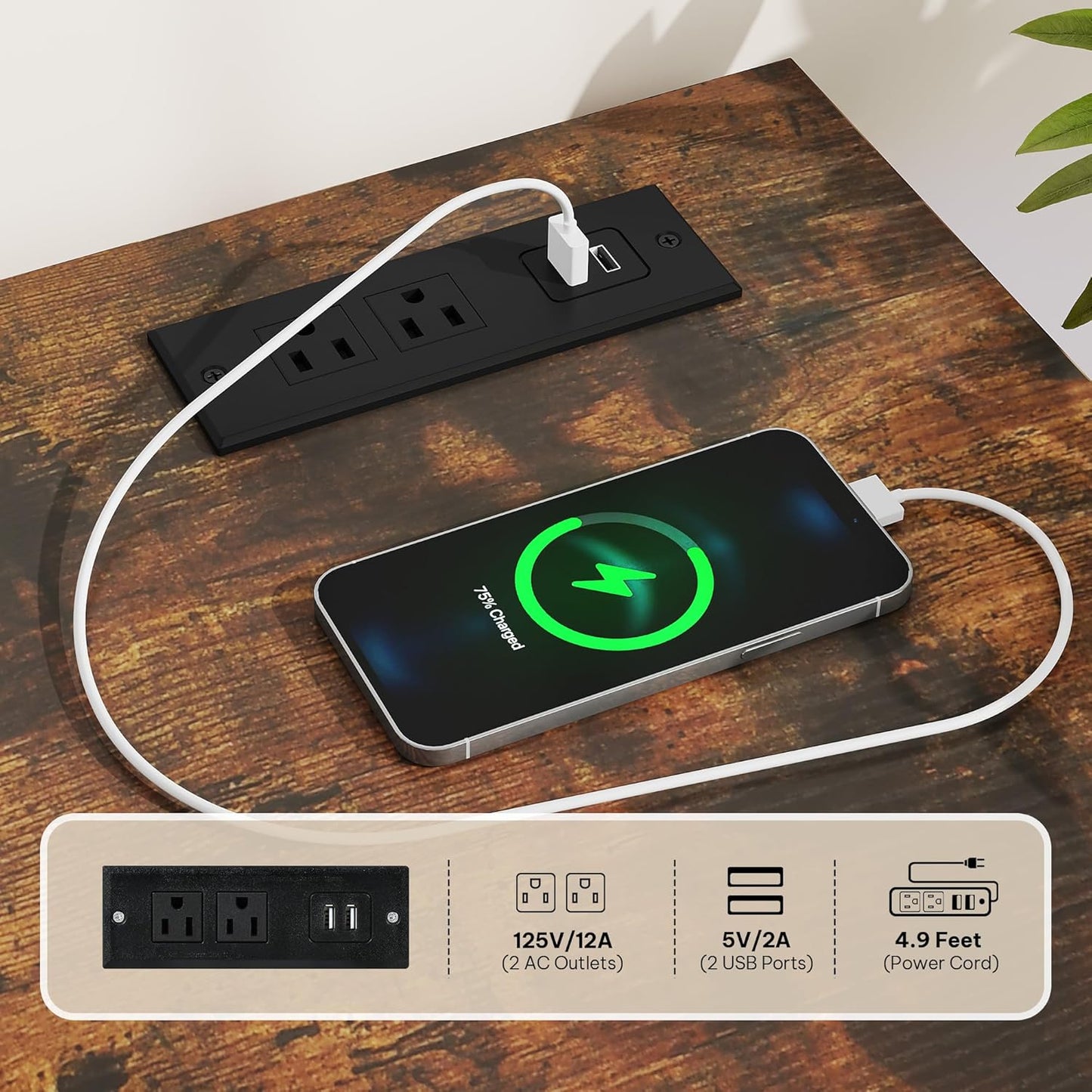 TV Stands for 65 Inch TV Entertainment Center with 2 Industrial 4-Tier Bookshelves, LED TV Stands for Living Room, Modern Farmhouse TV Console Cabinet with Power Outlets, Rustic Brown