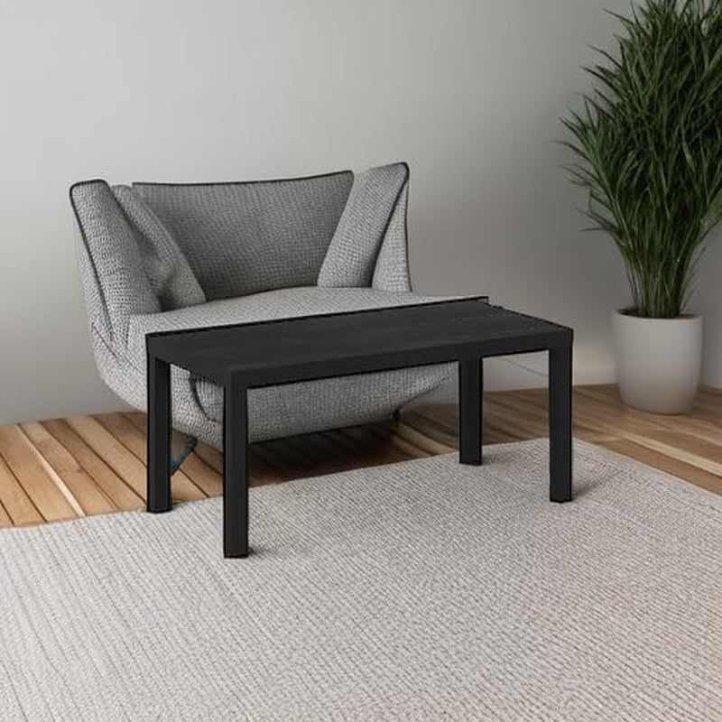 CLASSIC Coffee Table, Modern Rectangle Coffee Table with Triple Thick Tabletop, Side Table for Living Room, Home Office, Black