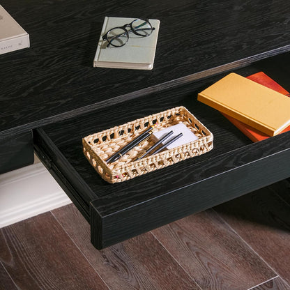 Amira Modern MDF Waterfall Writing Desk with a Built-In Storage Drawer, 52 Inch, Black