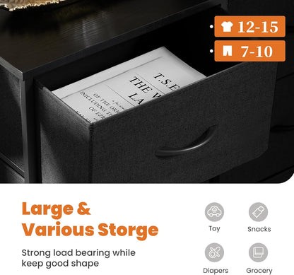 Dresser, Dresser for Bedroom Drawer Organizer Storage Drawers, Fabric Storage Tower with 8 Drawers, Chest of Drawers with Steel Frame, Wood Top for Nursery, Living Room, Closet