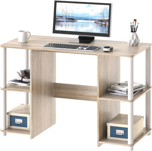 38-Inch Home Office Wood Desk with Double Sided Shelves, Oak