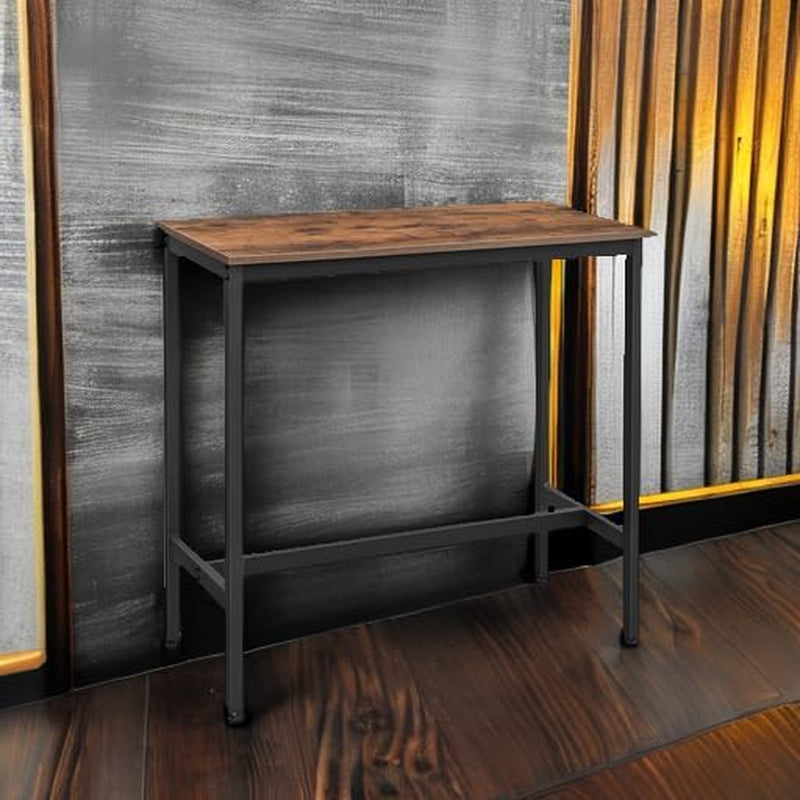 Bar Table, Narrow Long Kitchen Dining Table, Sturdy Metal Frame, Industrial, 15.7 X 47.2 X 35.4 Inches, Ebony Black and Ink Black ULBT120B56
