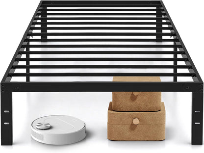 Twin Size Bed Frame, 14 Inch Metal Platform Bed Frames with Heavy Duty Steel Slat Support, No Box Spring Needed, Easy Assembly, under Bed Storage