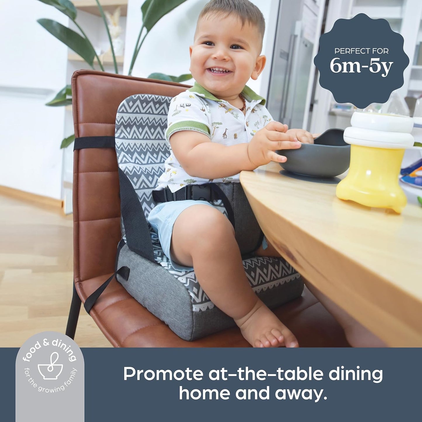 Grab ‘N Go Travel Booster Seat – Portable Toddler High Chair for Dining (6M-5Y) with Storage & Shoulder Strap