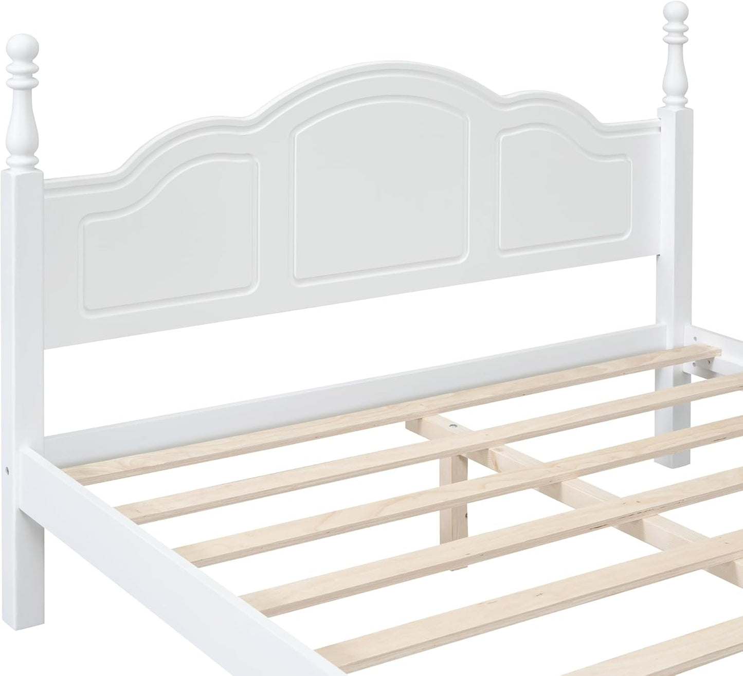 Bedroom Set Furniture, 3-Pieces Bedroom Sets, Queen Size Wood Platform Bed and 2 Nightstands, White