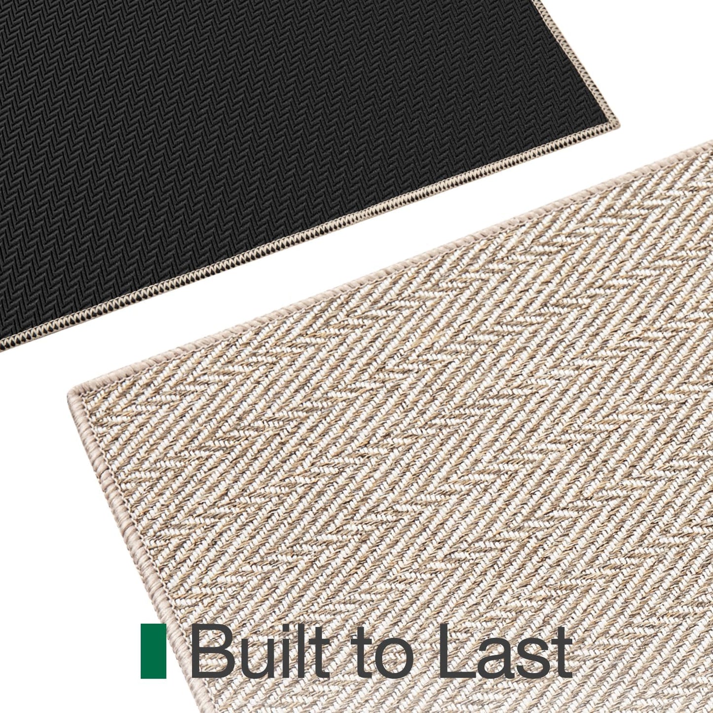 Ultra Thin Indoor Door Mat for Entrance 24"X36", Non Slip Entryway Mat, Low Profile Doormat, Unique Herringbone Design Carpet for Inside, Patio, Porch, Beige