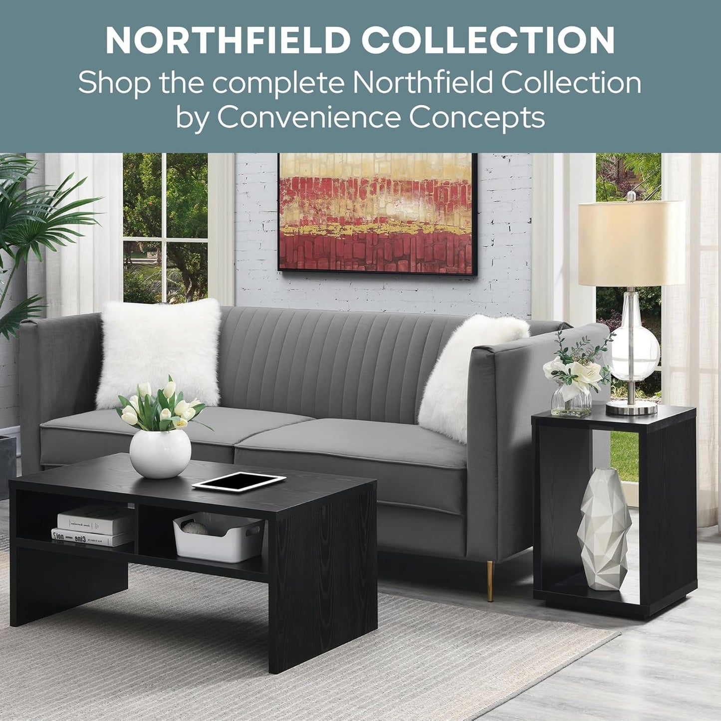 Northfield Hall Console Table 48" - Modern, Minimalist Narrow Sofa Display Accent for Contemporary Living Room, Entryway, or Hallway, Black