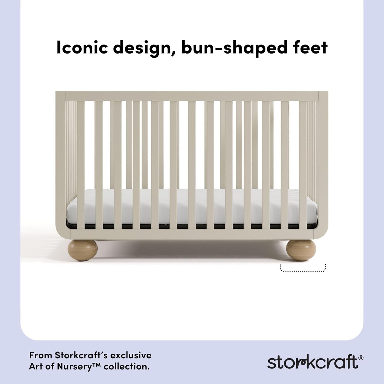 Amalfi Convertible Crib with Toddler Guardrail (Frosted Oat & Driftwood) – GREENGUARD Gold Certified, Toddler Bed Conversion Kit Included, Fits Standard Crib Mattress, Converts to Full Bed