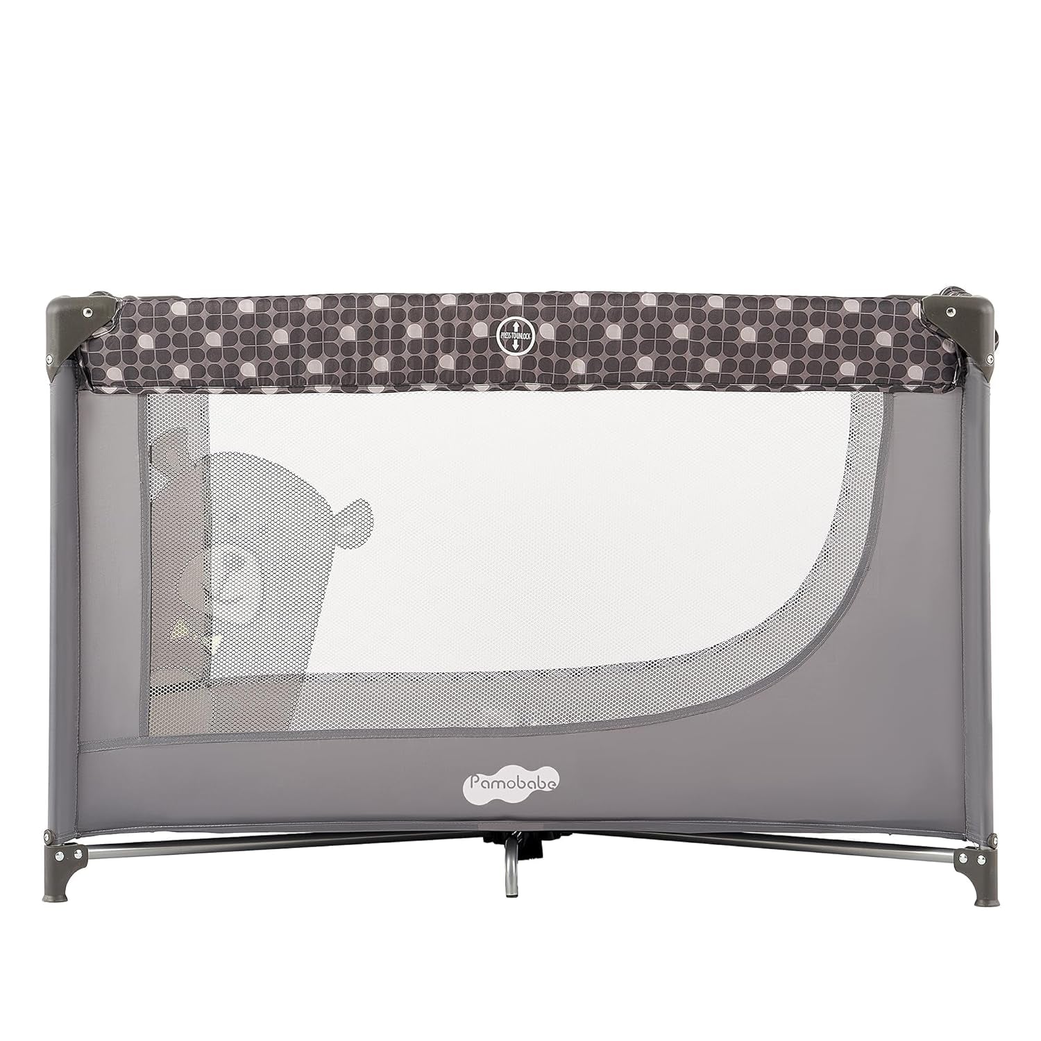 Portable Crib Baby Playpen with Mattress and Carry Bag Grey
