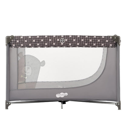 Portable Crib Baby Playpen with Mattress and Carry Bag Grey