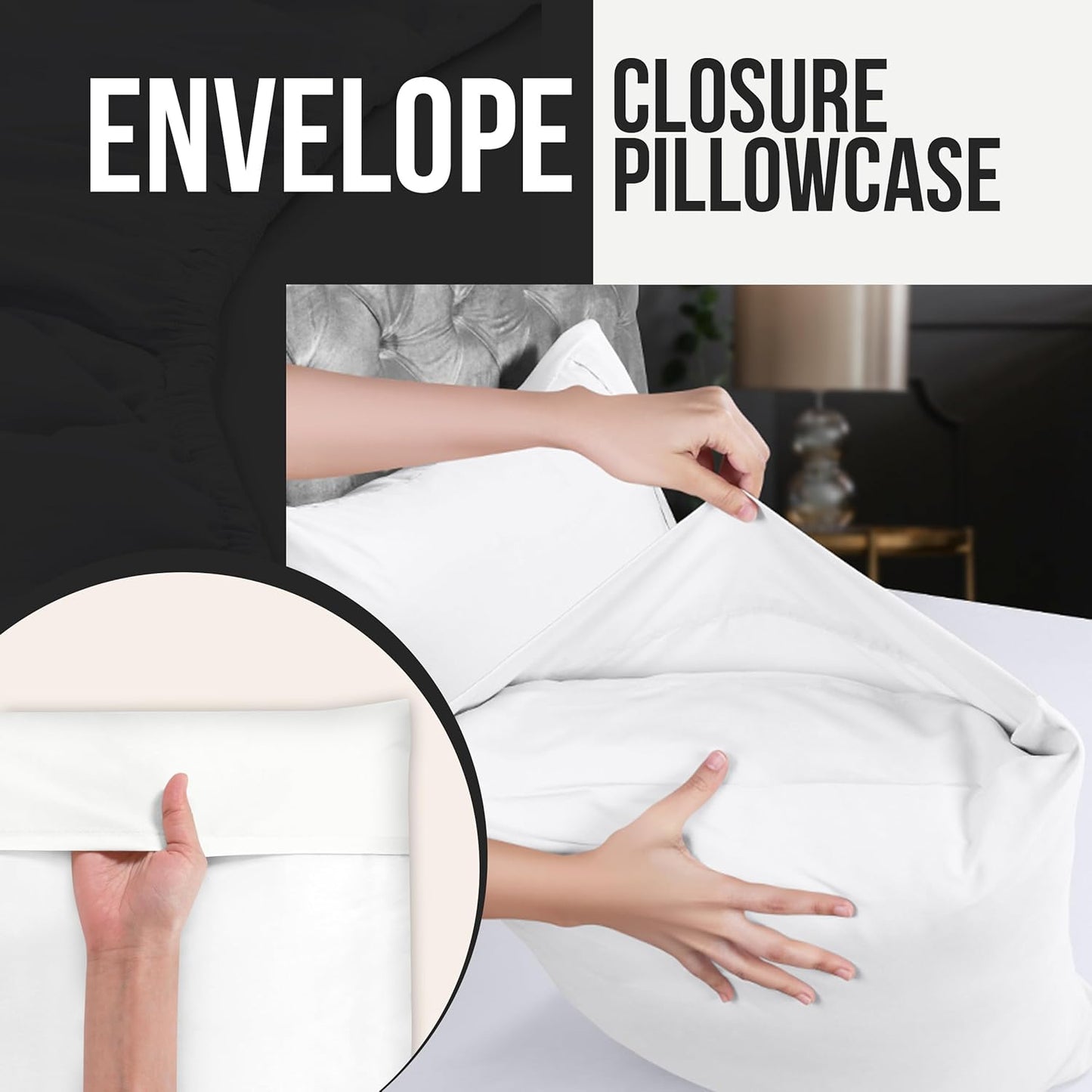 King Pillow Cases - 4 Pack - Envelope Closure - Soft Brushed Microfiber Fabric - Shrinkage and Fade Resistant Pillow Covers King Size 20 X 40 Inches (King, White)