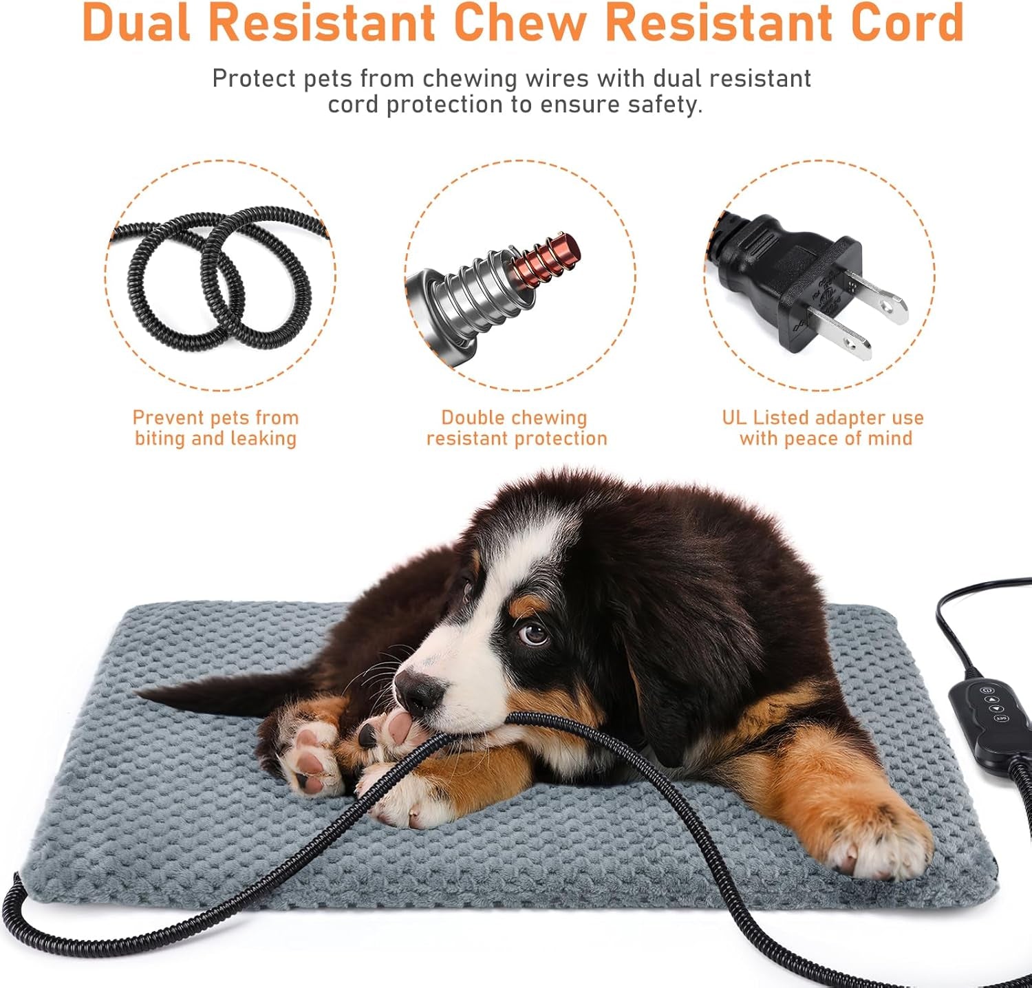 Heated Dog Bed, Waterproof Adjustable Temperature Dog Cat Heating Pad with Timer, Indoor Pet Heating Pad for Cats Dogs Electric Pads for Dogs Cats, Pet Heated Pad (M: 28" X 20")