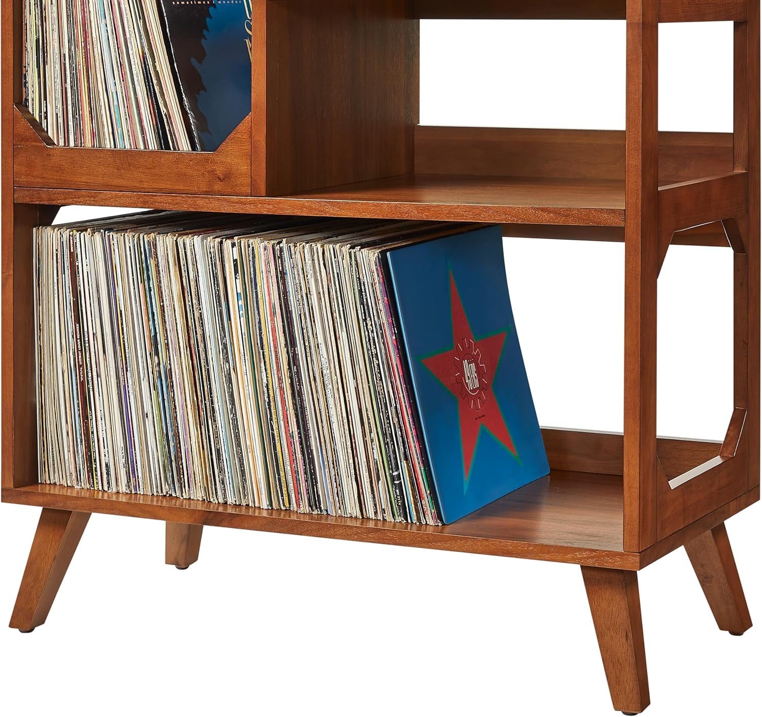 Asheville Mid-Century Modern Media Console Record Player Stand, Storage for Vinyl Records, Medium, Walnut