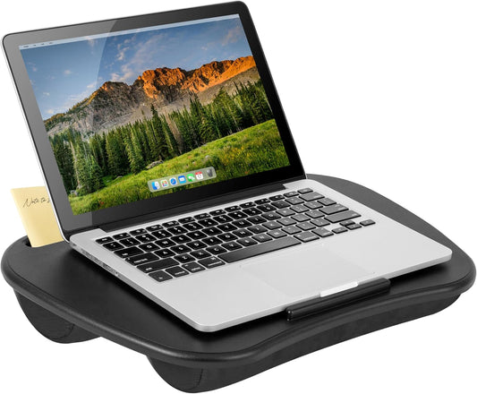 Mydesk Lap Desk with Device Ledge and Phone Holder - Black - Fits up to 15.6 Inch Laptops - Style No. 44448