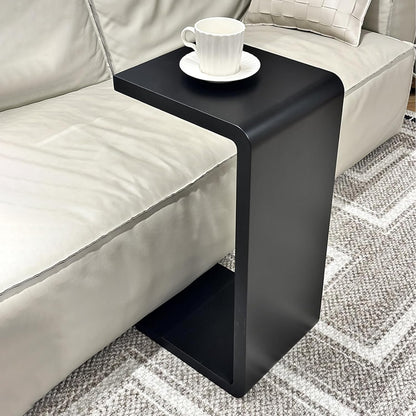 C-Shaped Side Table, Solid Wood End Table for Couch Sofa and Bed, Wooden C Tables for Living Room Bedroom, Small Snack Tray Table for Space Saving (1, 27.2" H-Brown)