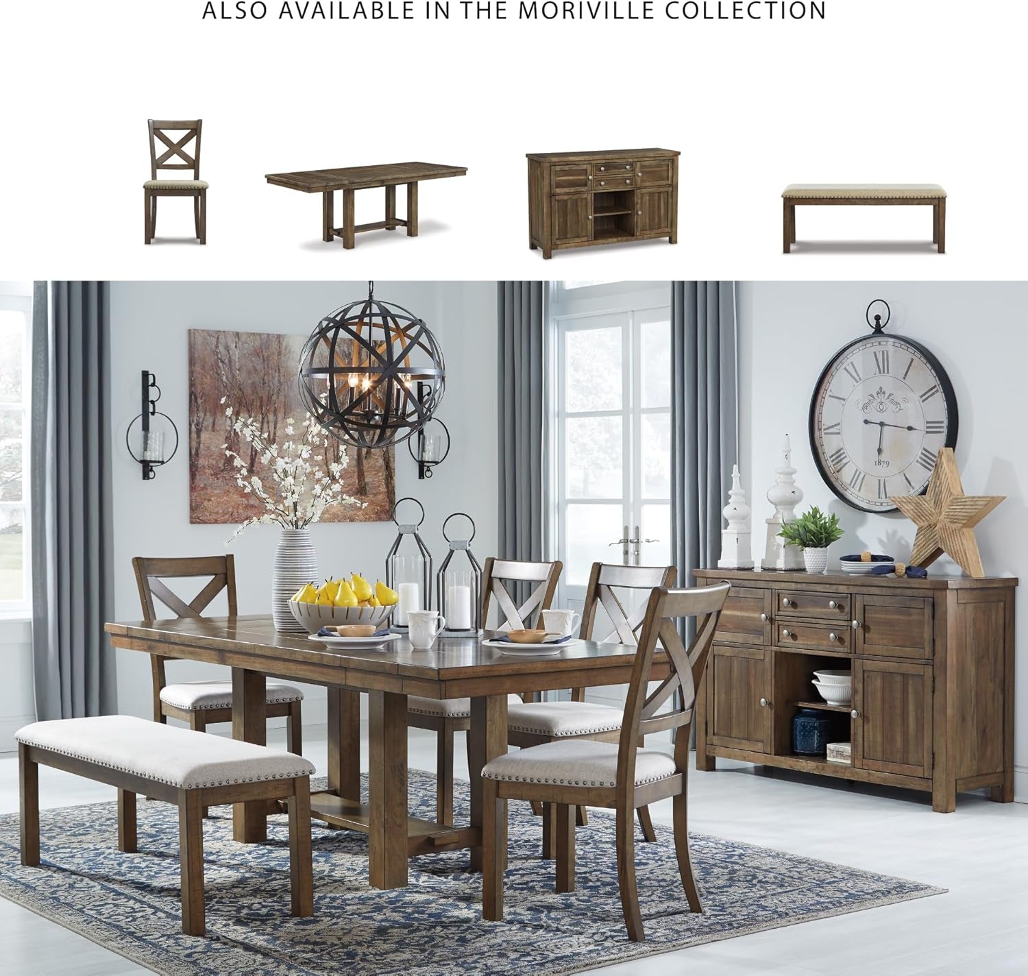 Moriville Modern Farmhouse 19" Upholstered Dining Room Chair, 2 Count, Brown