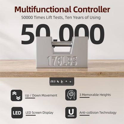 Standing Desk with Two Drawers, Stand up Standing Desk Adjustable Height, Electric Sit Stand Table with Storage Shelf and Splice Board, 48 * 24 Inch, Maple