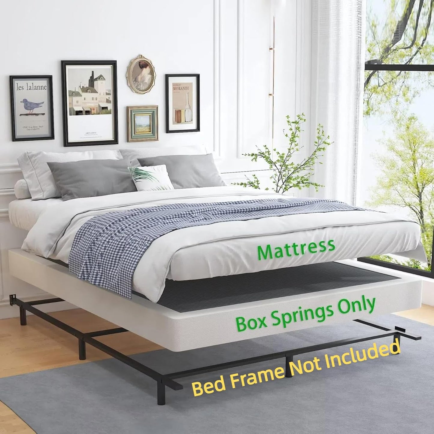 5 Inch Heavy Duty Metal Box Spring Mattress Foundation 3000Lbs Max Weight Capacity/Non-Slip/No Noise/Easy Assembly/Easy Clean Cover,King