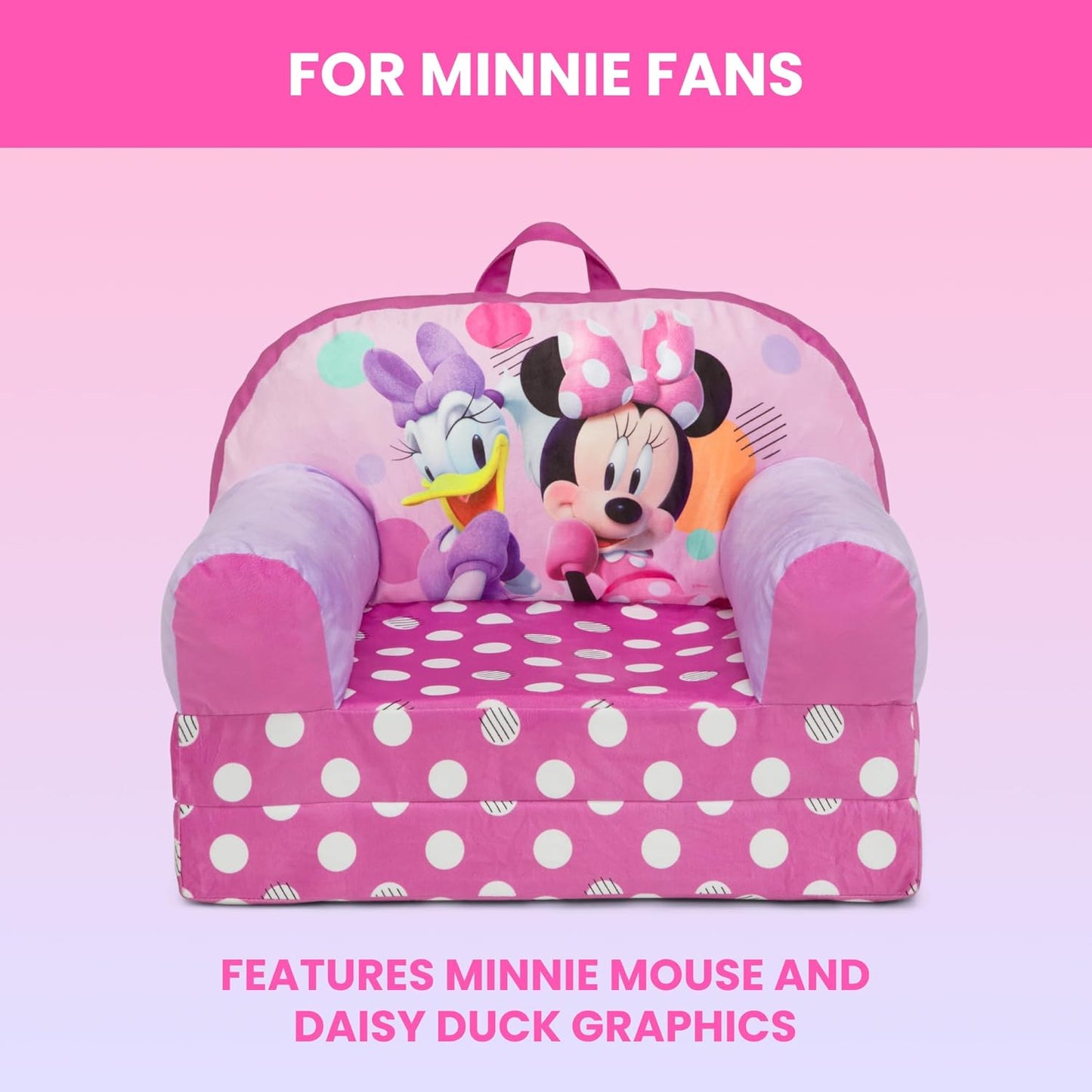 - Minnie Mouse Cozee Buddy Flip-Out Kids Chair, Pink