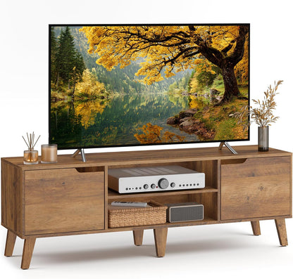 TV Stand for 65-Inch Tvs, Entertainment Center with Adjustable Shelf, 58-Inch Long Media Console Table, Transitional Style, for Living Room, Bedroom, Honey Brown ULTV556K01