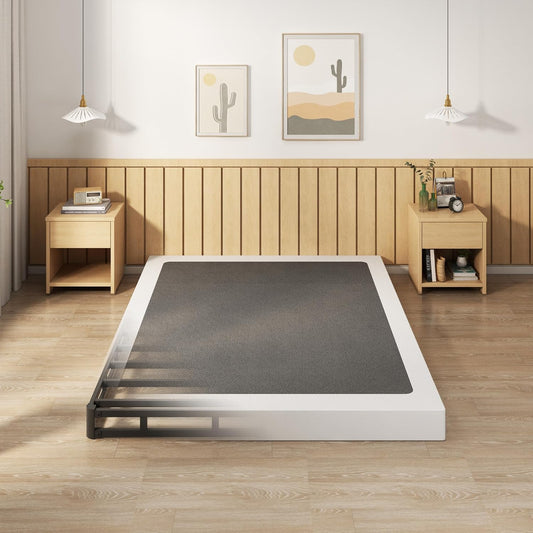 5 Inch Box Spring Queen Size Bed Base, Heavy Duty Metal Queen Mattress Foundation with Fabric Cover, Easy Assembly
