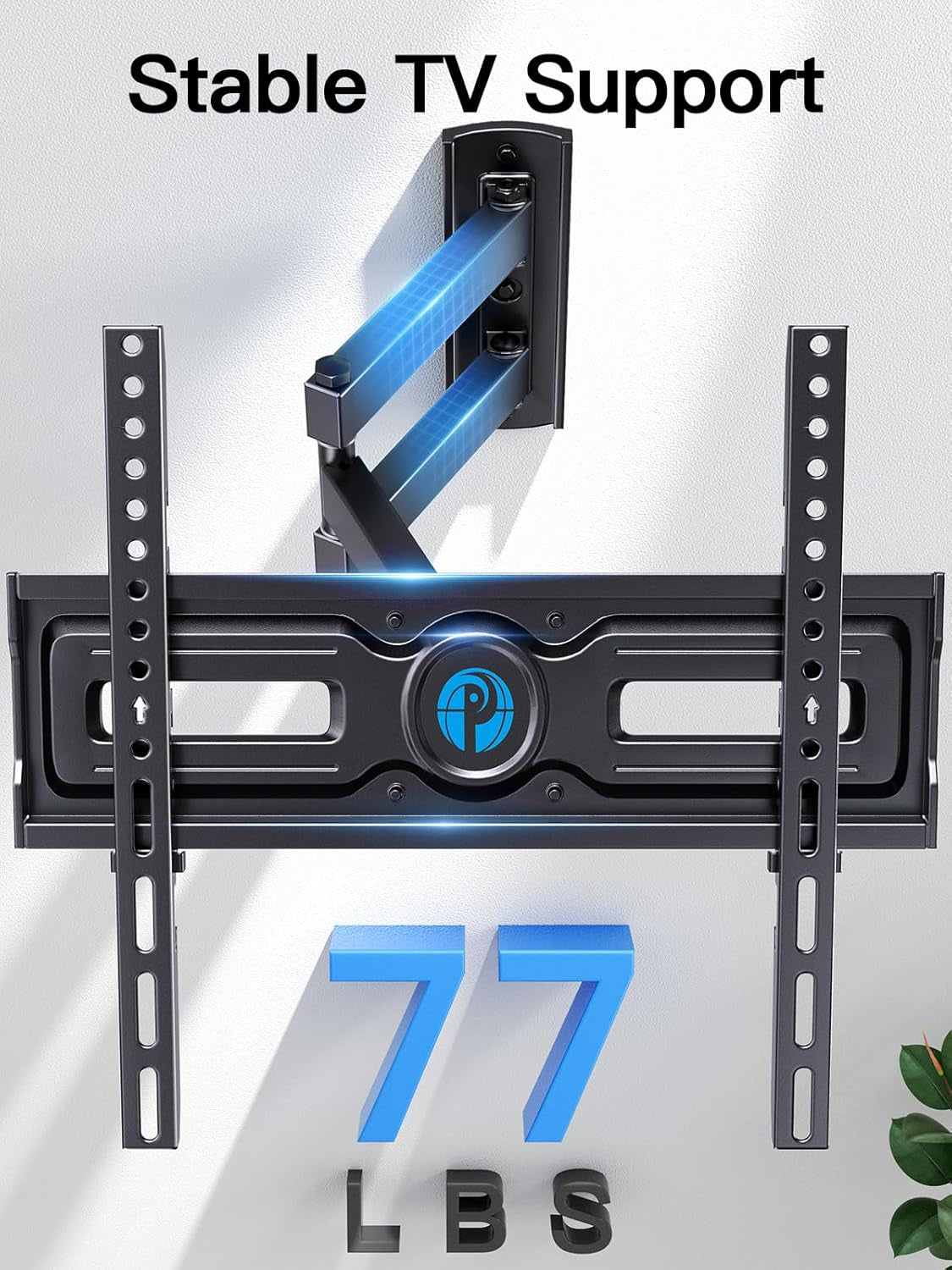 Full Motion TV Wall Mount for Most 26-60 Inch Flat & Curved Tvs up to 77 Lbs, Adjustable Bracket Height, Single Articulating Arm, Extension, Max VESA 400X400Mm, PIMF9
