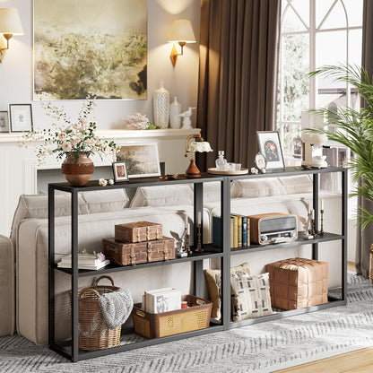 Small Entryway Table, 29.5" Narrow Console Table with Shelves, Sofa Table, Couch Table, Side Table, Entry Table for Hallway, Living Room, Small Space, Black