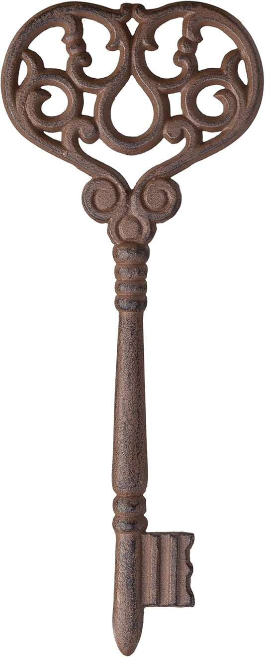 Large Cast Iron Skeleton Key - Gothic Furniture Rustic Home Decor for Farmhouse, Living Room, Bedroom, Home, Kitchen Vintage Metal Wall Decor - Outdoor Wall Art Victorian Decor