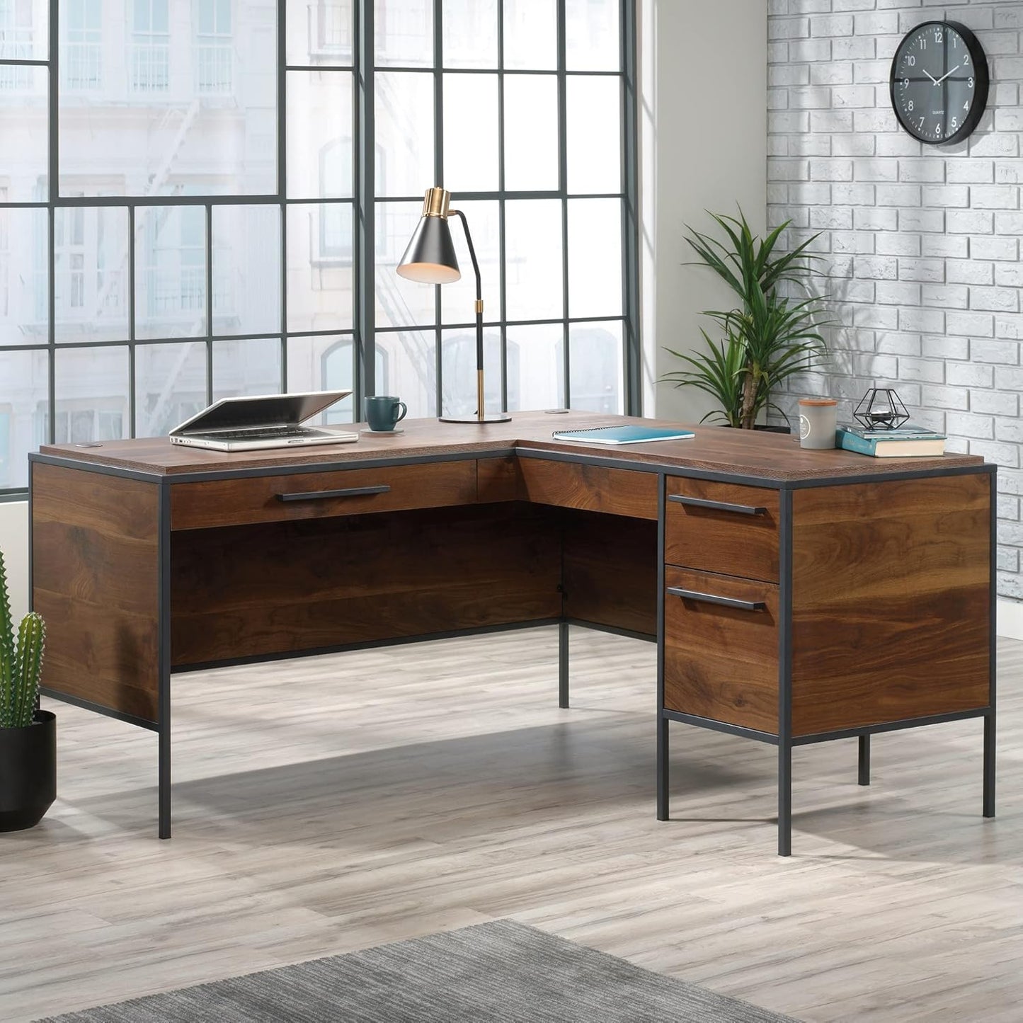 ® Nova Loft 59"W L-Shape Corner Desk, Grand Walnut
