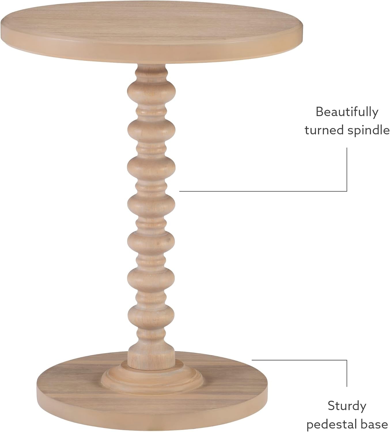 Tarkin round Natural Wood Turned Spindle Pedestal Side Accent Table