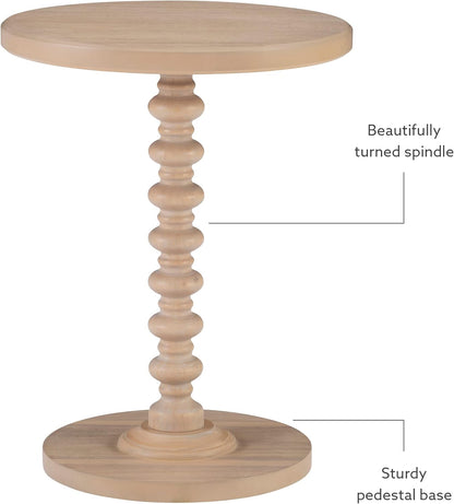 Tarkin round Natural Wood Turned Spindle Pedestal Side Accent Table
