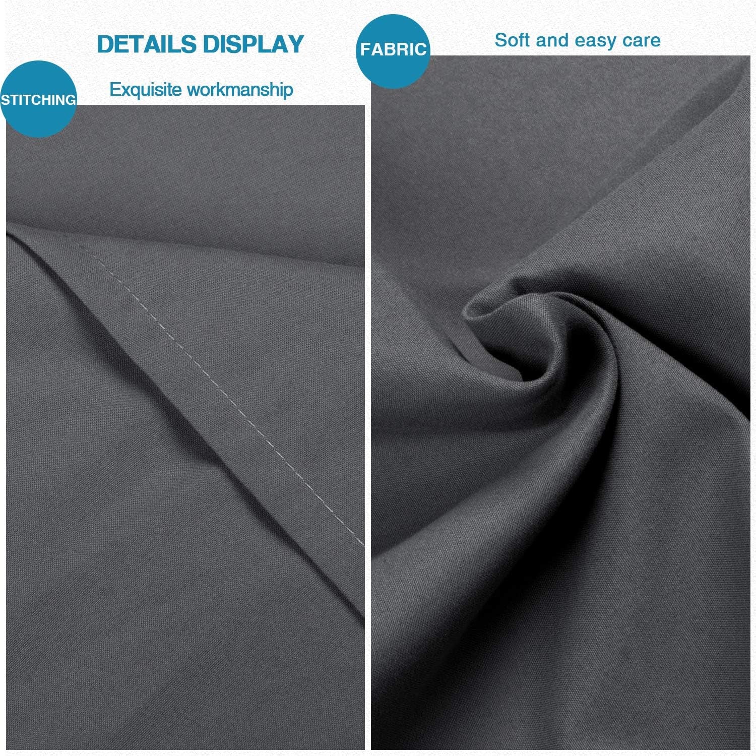 Microfiber King Pillow Shams Set of 2, Fade, Wrinkle and Shrinkage Resistant Soft Pillow Covers with Envelope Closure Euro Sham Covers (Dark Grey, 20X36 Inches)