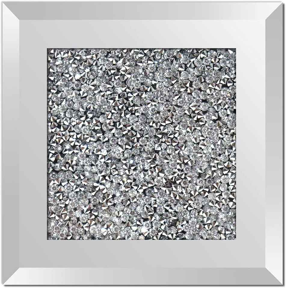 Glass Mirrored Coaster 4 PC, Crushed Diamond Square Cup Mat 4" Decor on Tabletop for Bar Tools Dining Table