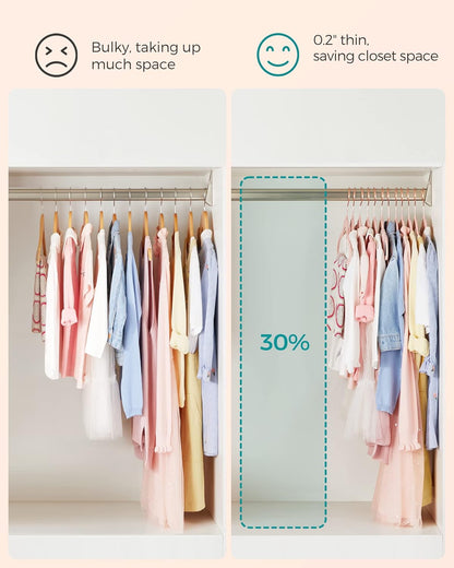 Baby Kids Hangers 50 Pack for Closet, 11.8 X 8.1 Inches, Rose Gold 360° Swivel Hooks, Space-Saving Clothes Velvet Hangers for Nursery, Non-Slip, Jelly Pink UCRF027P01