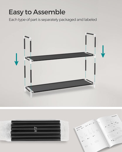 5-Tier Shoe Rack, Shoe Storage for Hallway Closet, Slim and Space-Saving, Metal Frame, Non-Woven Fabric Shelves, Black ULSH55H