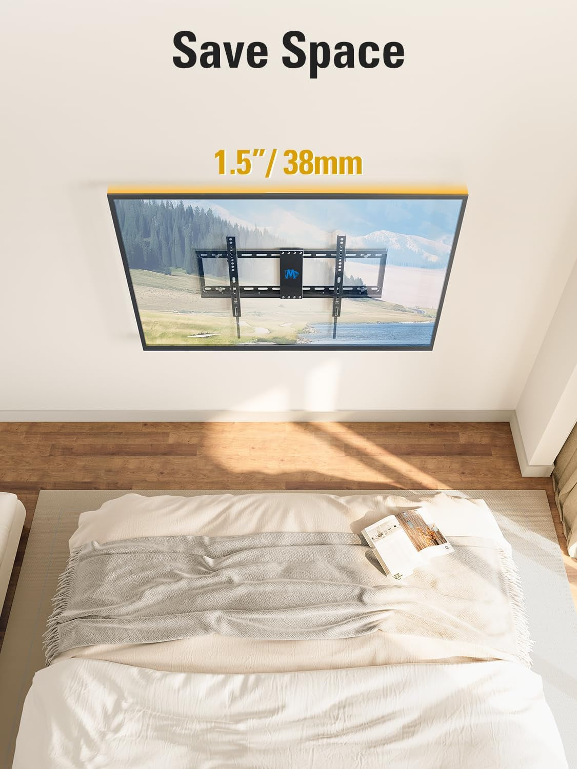 TV Wall Mount for Most 37-75 Inch Tvs, Universal Tilt TV Mount Fit 16", 18", 24" Stud with Loading Capacity 132Lbs, Max Vesa 600 X 400Mm, Low Profile Flat Wall Mount TV Bracket