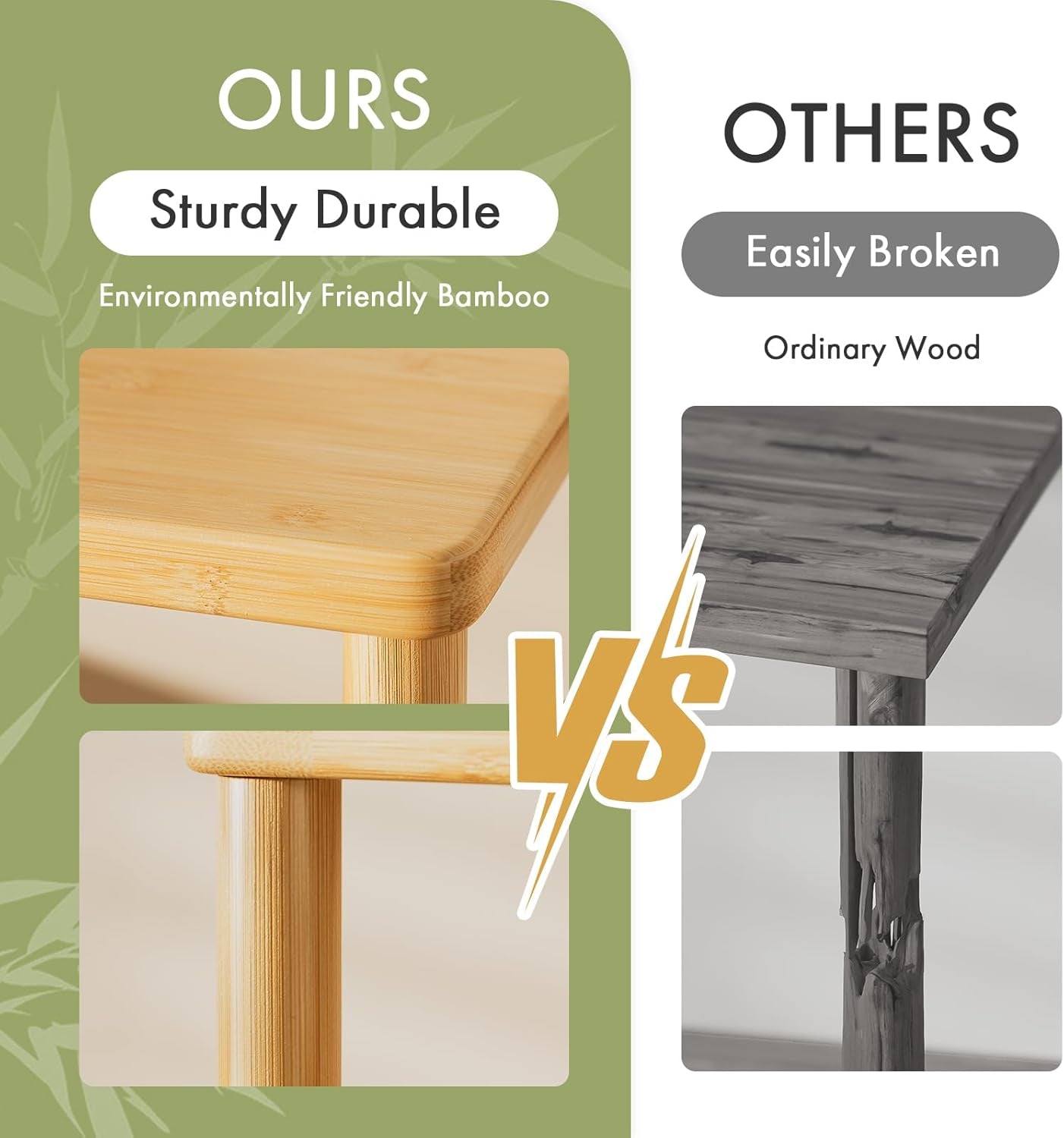 Bamboo TV Stand for 60 65 Inch TV, Entertainment Center with 3 Tier Open Storage Shelf, Wood TV Table for Living Room, Bedroom