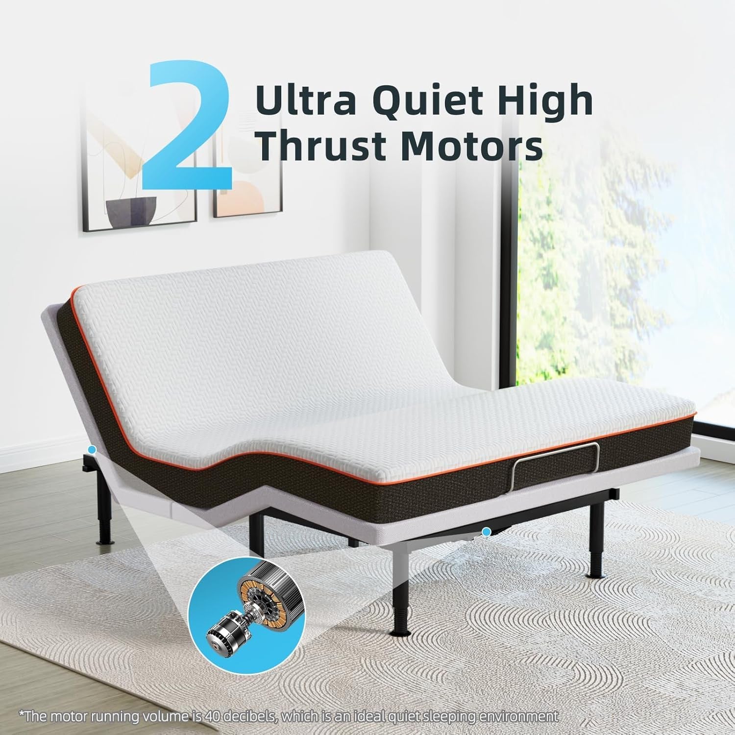 Queen Adjustable Bed Base Frame, Massage & Wireless Remote, Dual USB Ports,Ergonomic Upholstered Bed Frame, Lift Motor, under Bed Lighting, Independent Head and Foot Tilt