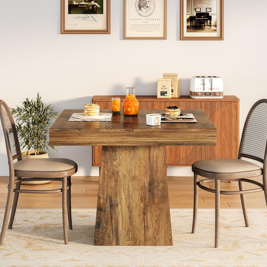 31.5" Small Dining Table for 4, Farmhouse Kitchen Table with Walnut Finish, Square Compact Dinner Table for Home Dining Room, Apartments, Office, Living Room & Restaurants, Walnut
