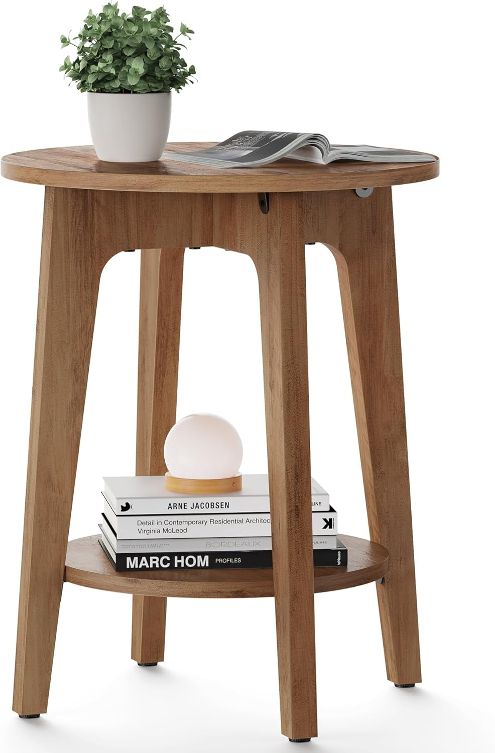 Side Table, Small round End Table with Lower Shelf, Nightstand for Small Spaces, Living Room, Bedroom, Smoky Gray ULET283T68