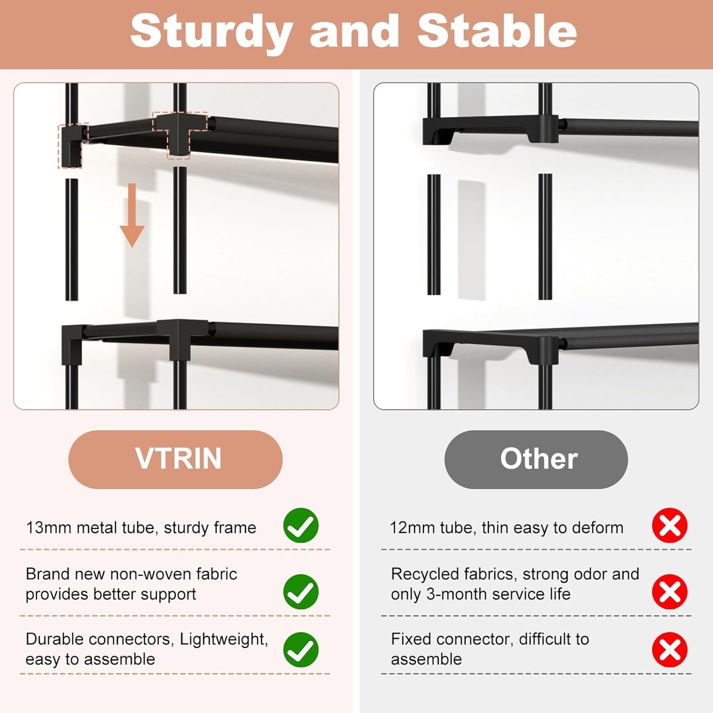 10 Tier Shoe Rack Tall Large Capacity Wide Shoe Organizer with Two Hooks Sturdy Metal Shoe Shelf for Entryway, Closet, Bedroom