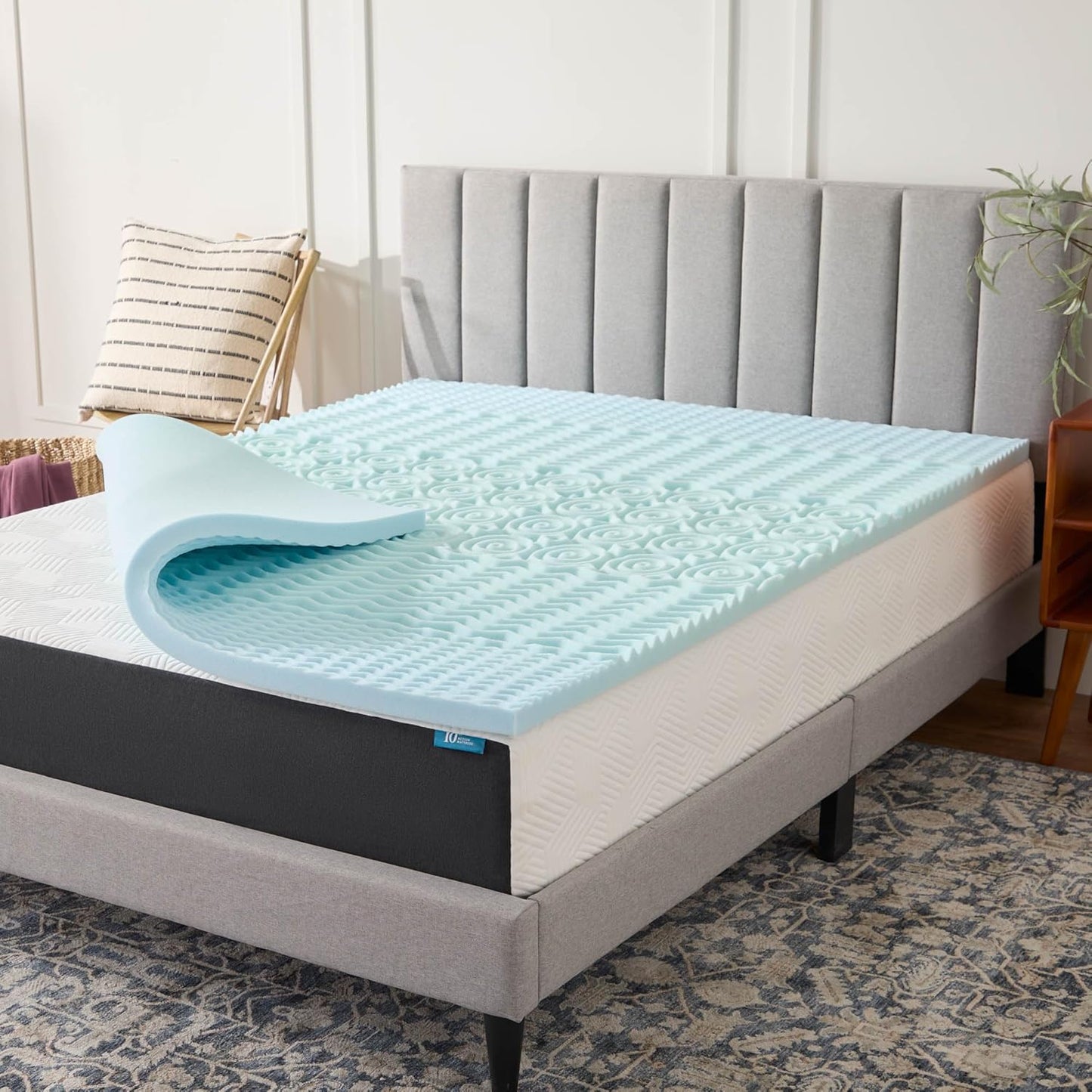 Gel Infused Memory Foam Mattress Topper – 2 Inch Mattress Topper – 5 Comfort Zones Relieve Pressure – Certipur-Us Certified Foam - Queen