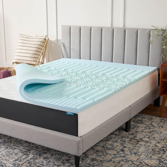 Gel Infused Memory Foam Mattress Topper – 2 Inch Mattress Topper – 5 Comfort Zones Relieve Pressure – Certipur-Us Certified Foam - Queen