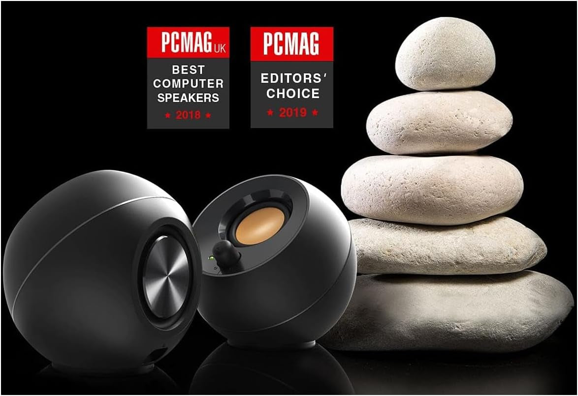 Pebble 2.0 Usb-Powered Desktop Speakers with Far-Field Drivers and Passive Radiators for Pcs and Laptops (Black)